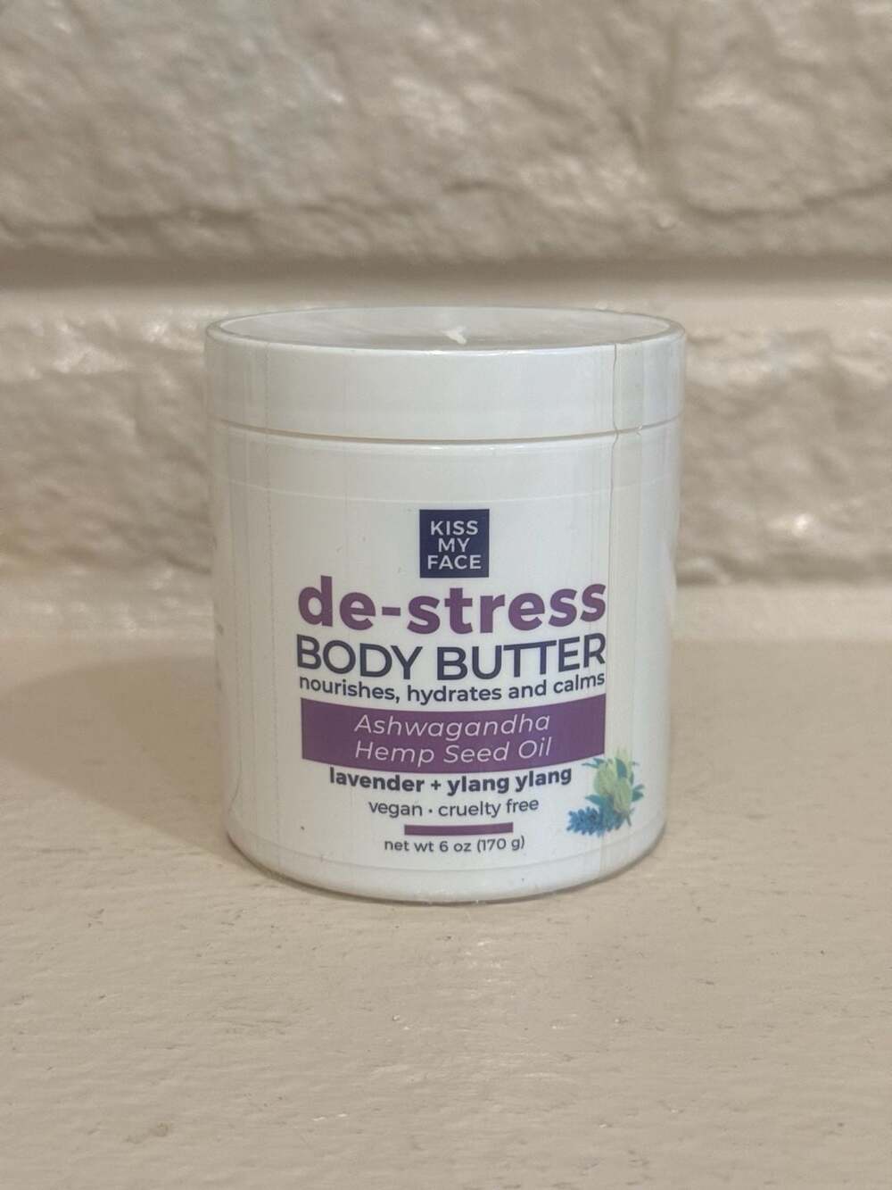 Kiss My Face DeStress Body Butter Ashwagandha Hemp Seed Oil Lavender Ylang Ylang